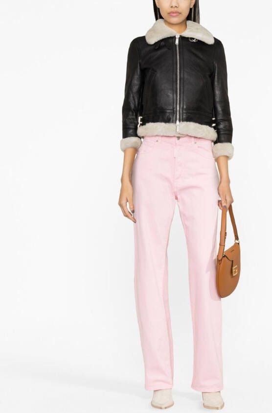 DSQUARED2 cropped shearling jacket Zwart