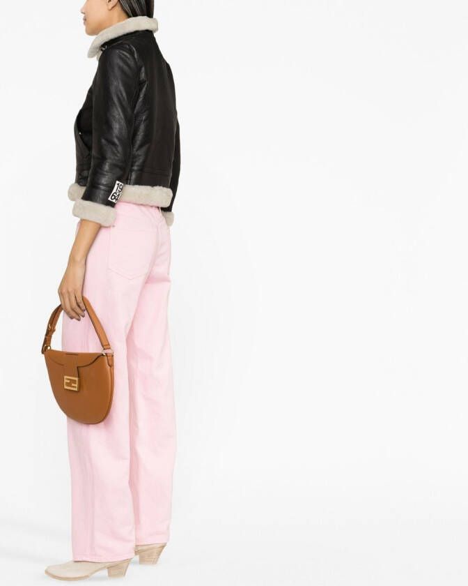DSQUARED2 cropped shearling jacket Zwart