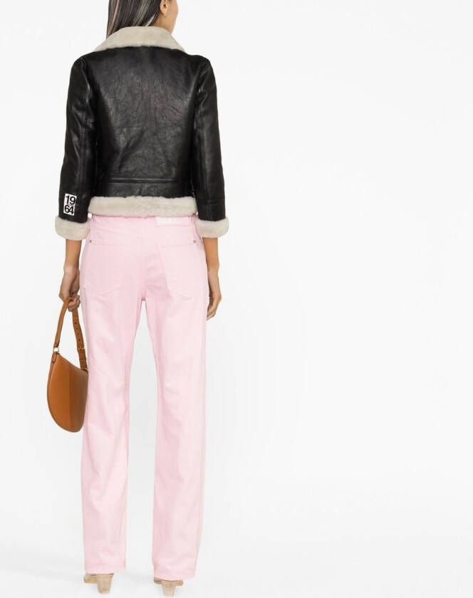 DSQUARED2 cropped shearling jacket Zwart