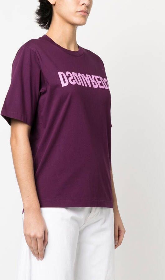 Dsquared2 T-shirt met logoprint Paars
