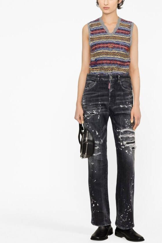 Dsquared2 distressed bootcut jeans Zwart