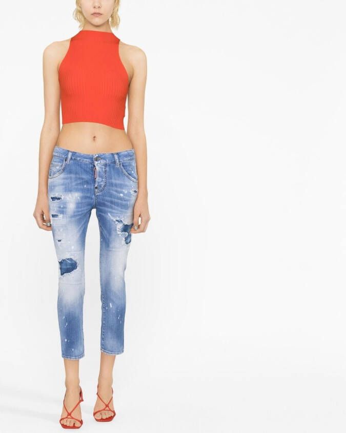 Dsquared2 distressed cropped jeans Blauw