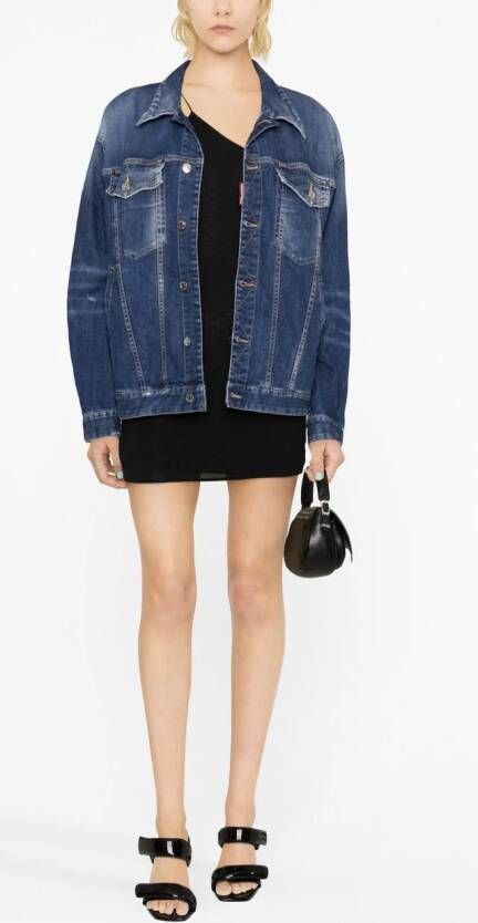 DSQUARED2 distressed denim jacket Blauw