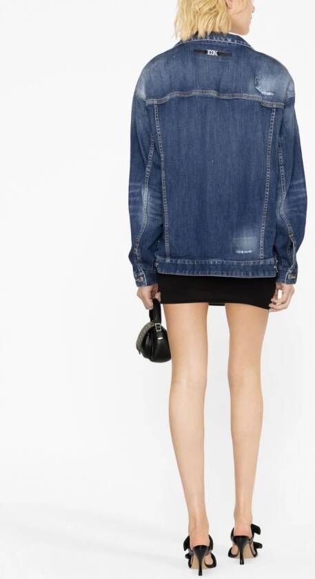 DSQUARED2 distressed denim jacket Blauw