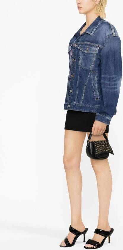 DSQUARED2 distressed denim jacket Blauw