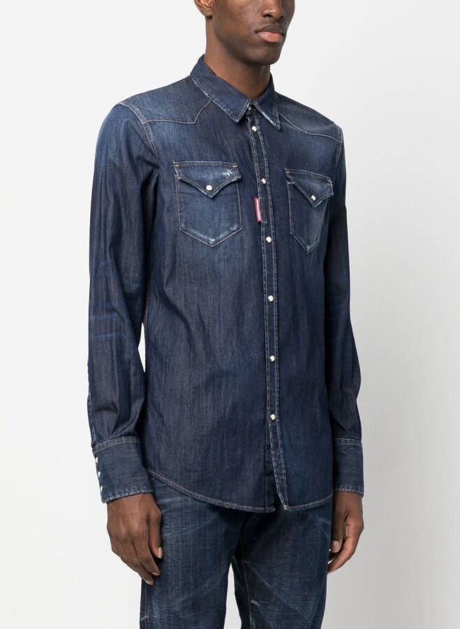 DSQUARED2 distressed denim shirt Blauw