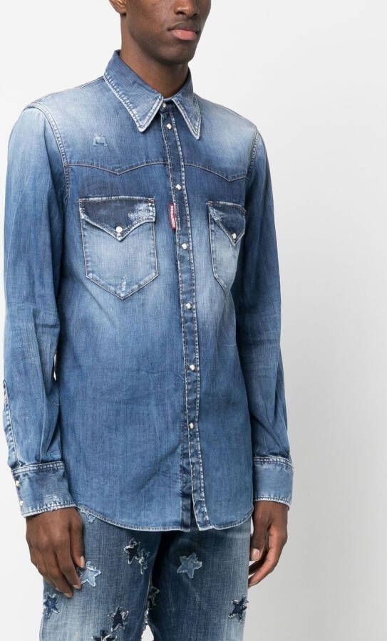 DSQUARED2 distressed denim shirt Blauw