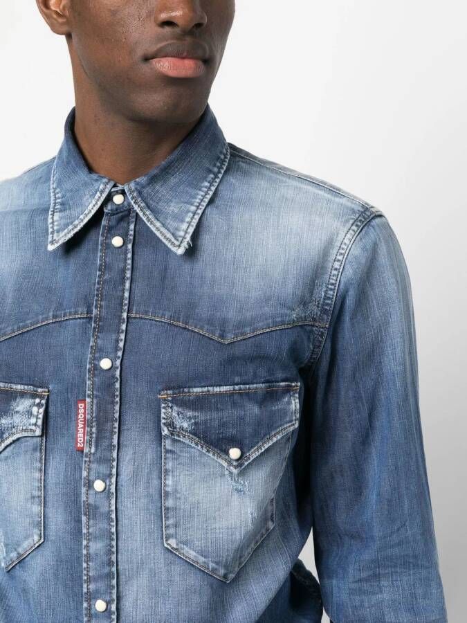 DSQUARED2 distressed denim shirt Blauw