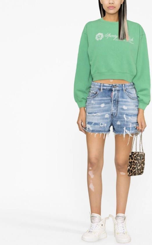 Dsquared2 distressed denim shorts Blauw