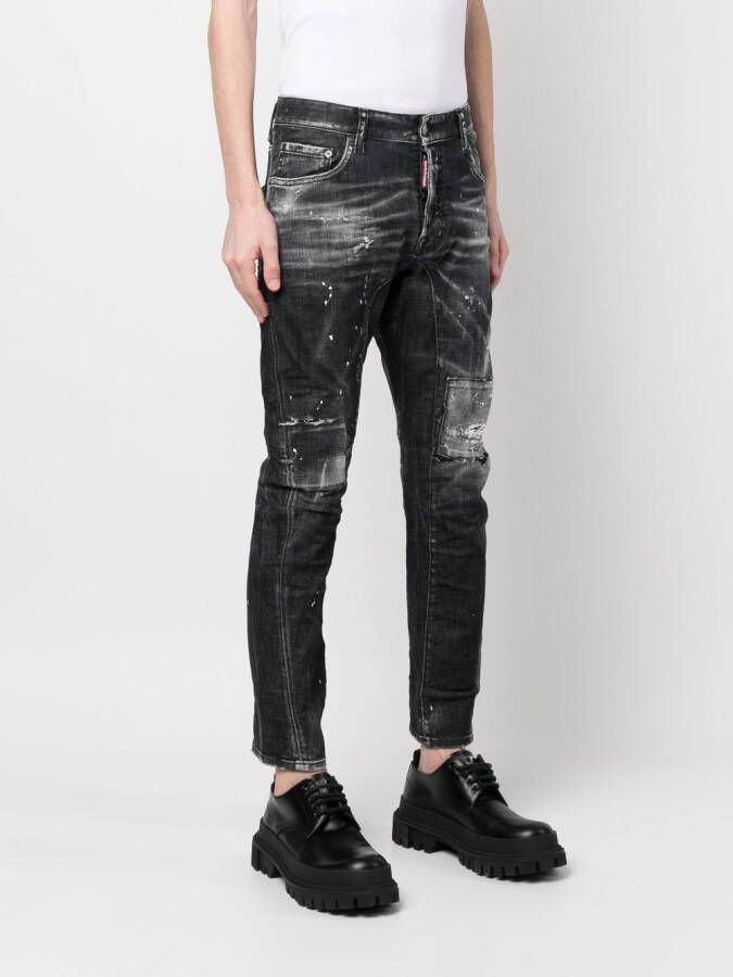 Dsquared2 distressed-effect cropped jeans Zwart