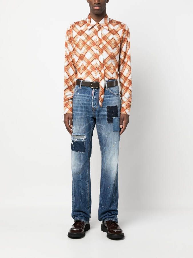 DSQUARED2 distressed-effect patchwork jeans Blauw