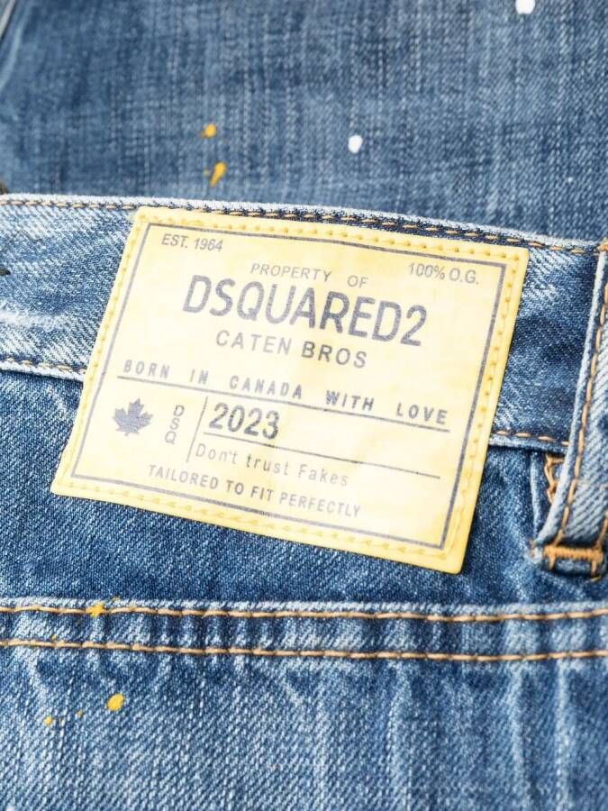 Dsquared2 distressed patchwork cropped jeans Blauw