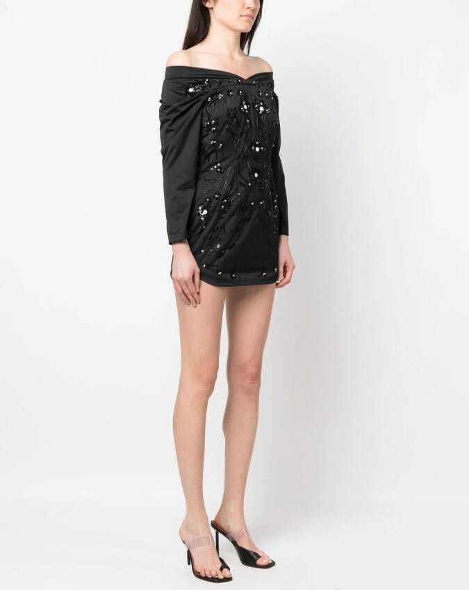 DSQUARED2 embellished off-shoulder minidress Zwart