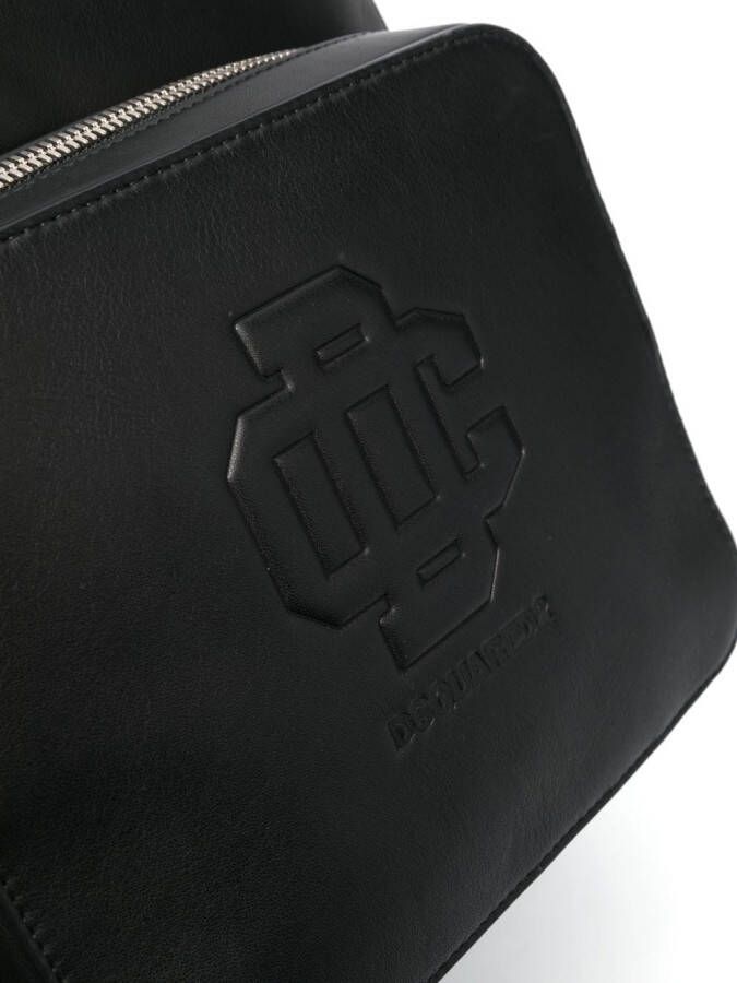 Dsquared2 embossed-monogram leather backpack Zwart