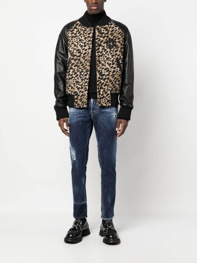 DSQUARED2 embroidered monogram roll neck jumper Zwart