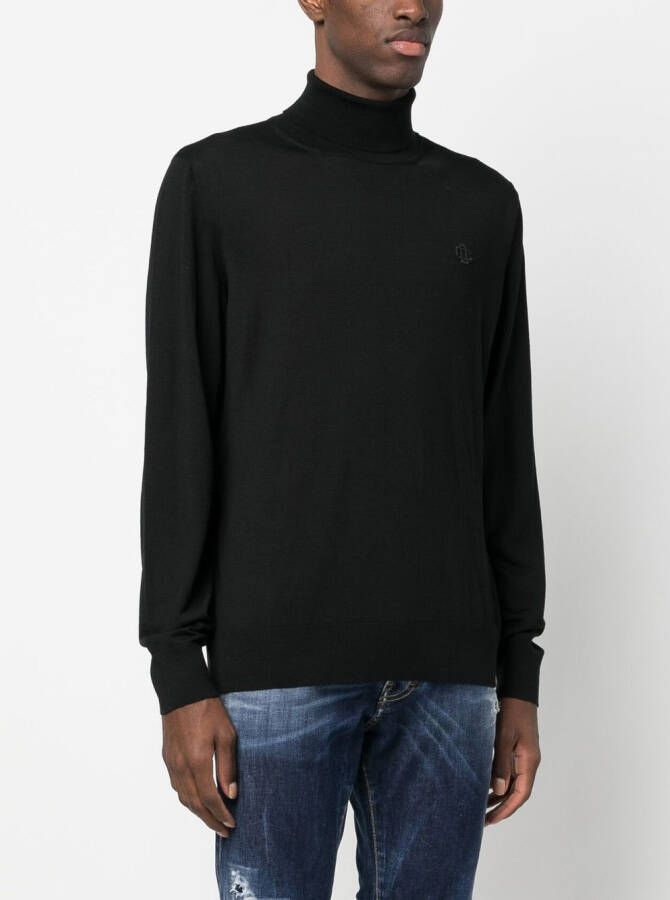 DSQUARED2 embroidered monogram roll neck jumper Zwart