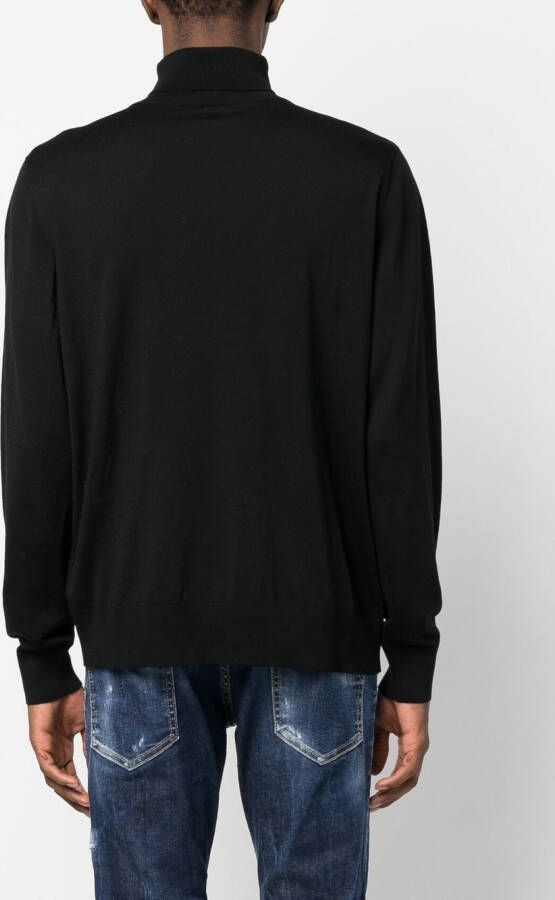 DSQUARED2 embroidered monogram roll neck jumper Zwart
