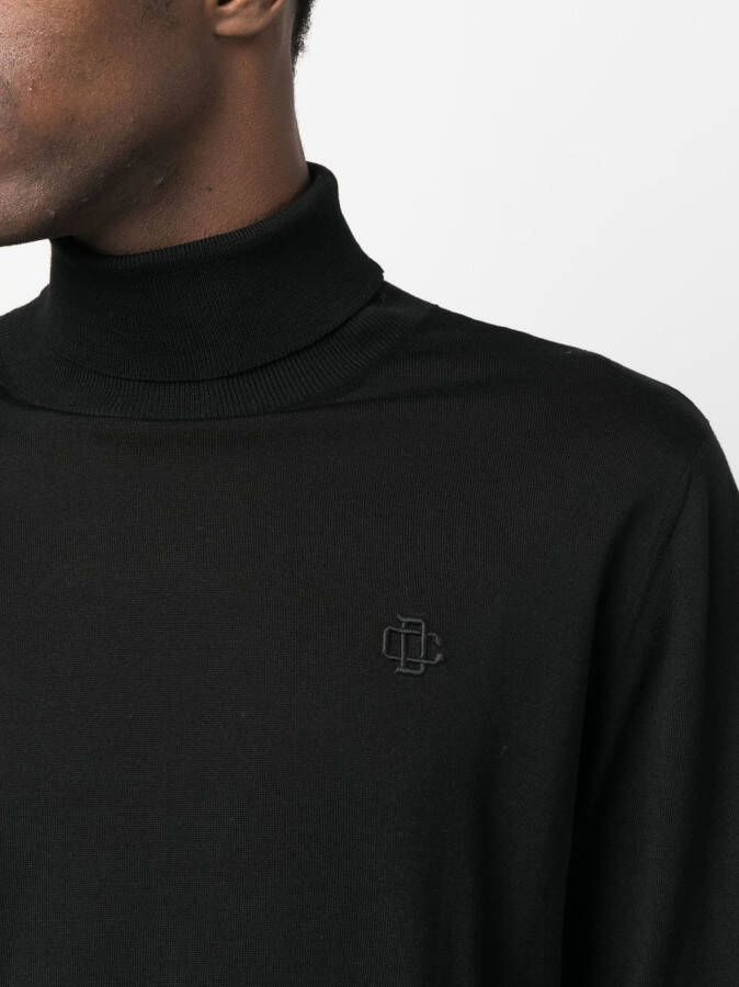 DSQUARED2 embroidered monogram roll neck jumper Zwart