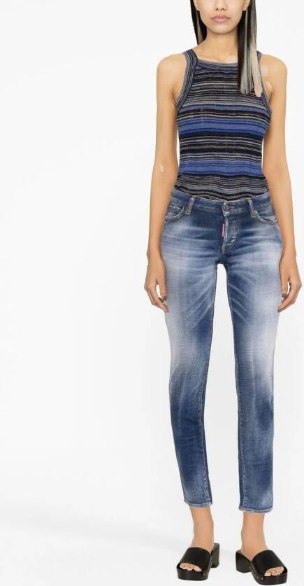 Dsquared2 faded cropped skinny jeans Blauw