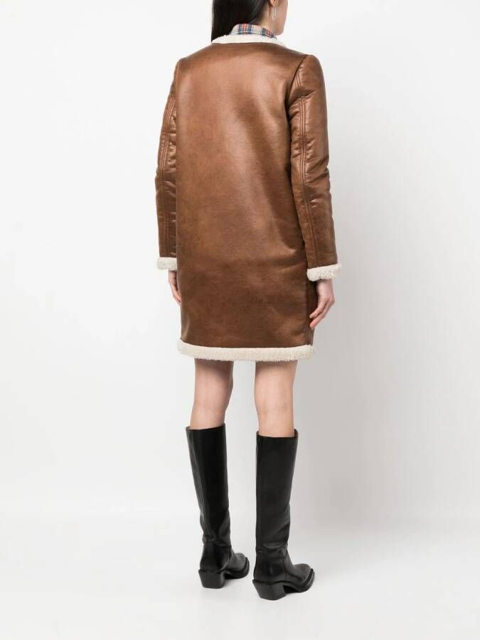 Dsquared2 faux-shearling collarless coat Bruin