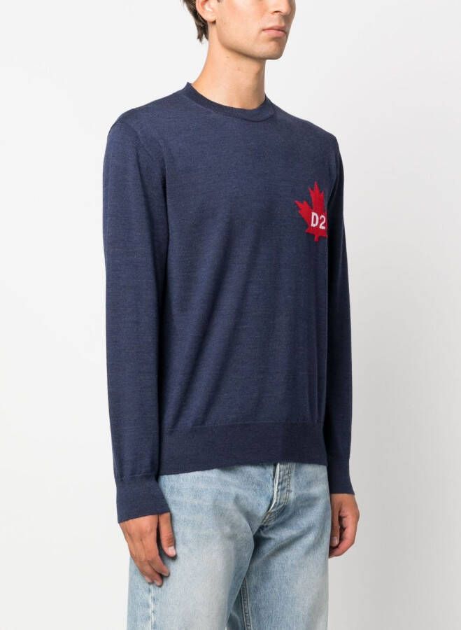 DSQUARED2 Trui met esdoornblad-patroon Blauw
