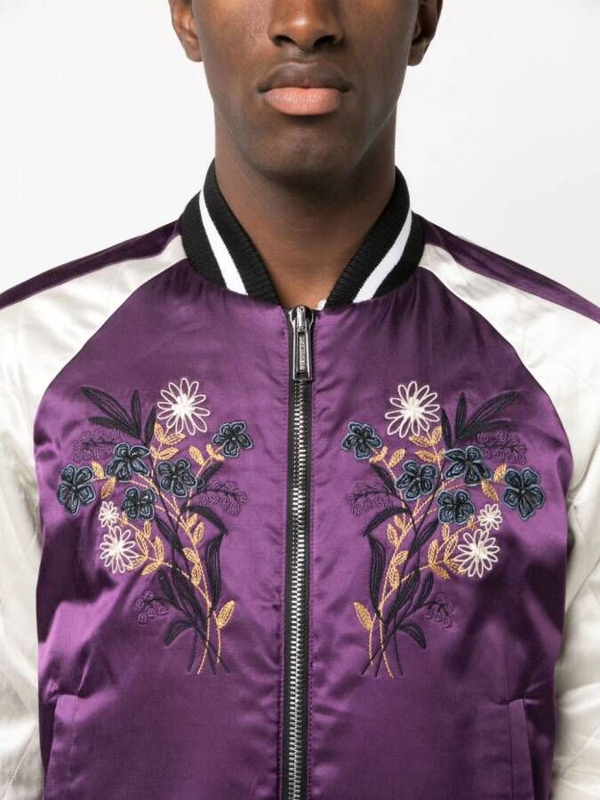 DSQUARED2 Bomberjack met geborduurde bloemen Paars