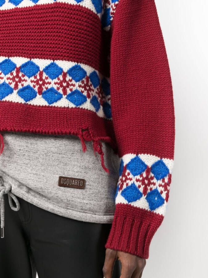 DSQUARED2 Gerafelde trui Rood