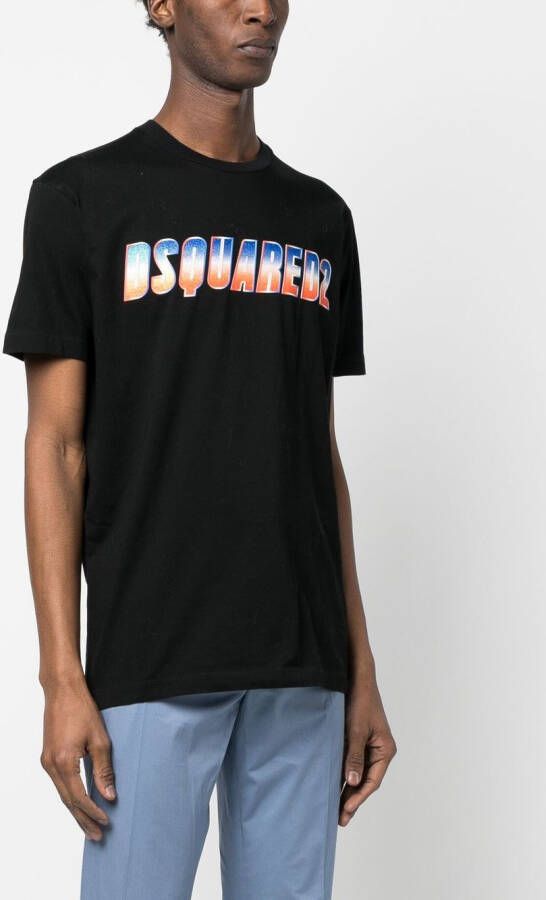 DSQUARED2 glitter logo-print T-shirt Zwart