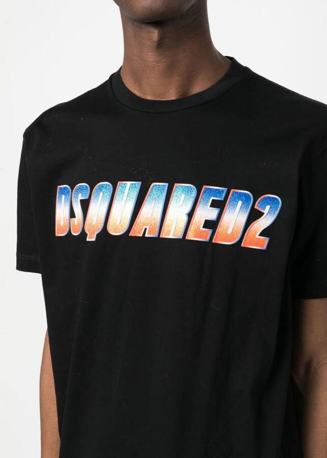 DSQUARED2 glitter logo-print T-shirt Zwart
