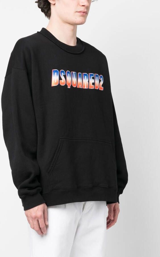 Dsquared2 glittery logo crew neck sweatshirt Zwart