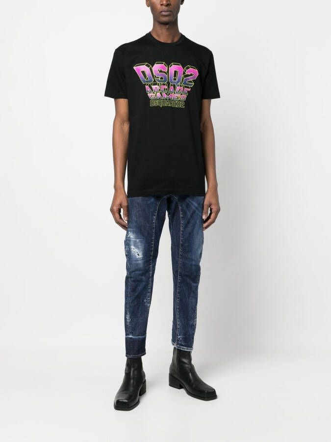 DSQUARED2 graphic-print cotton T-shirt Zwart