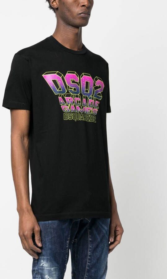 DSQUARED2 graphic-print cotton T-shirt Zwart