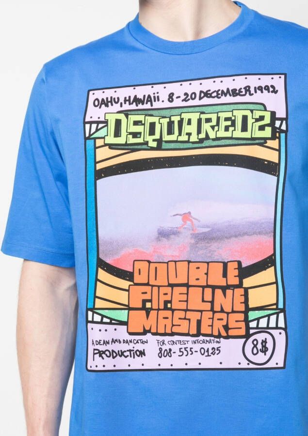 DSQUARED2 T-shirt met print Blauw