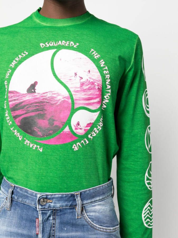 Dsquared2 Sweater met print Groen