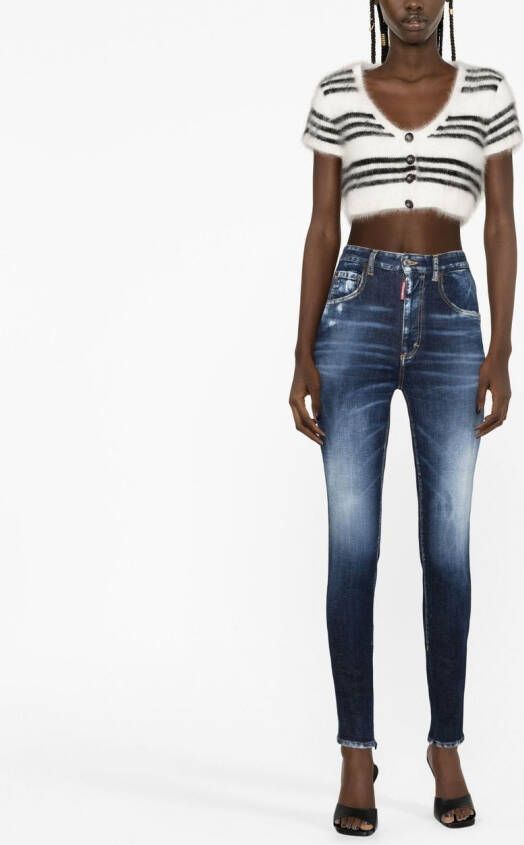DSQUARED2 high-waisted faded skinny jeans Blauw