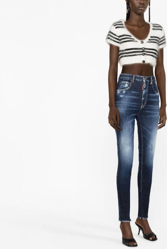 DSQUARED2 high-waisted faded skinny jeans Blauw