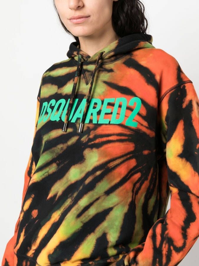 DSQUARED2 Hoodie met abstracte print Zwart