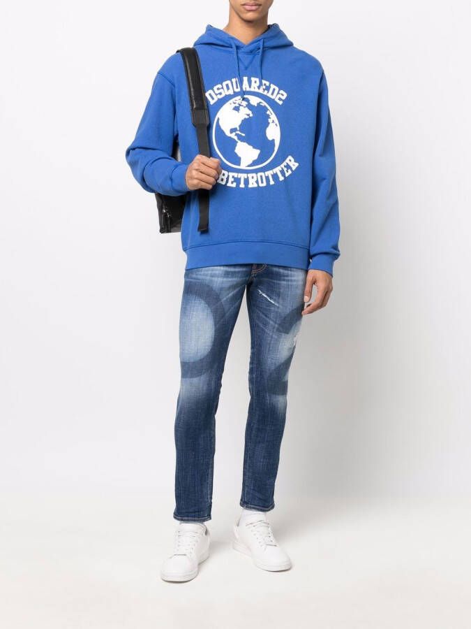 DSQUARED2 Hoodie met logoprint Blauw