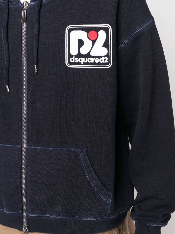 DSQUARED2 Hoodie met logoprint Blauw
