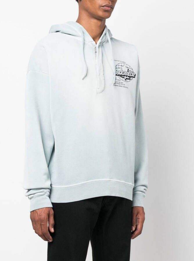 DSQUARED2 Hoodie met logoprint Blauw