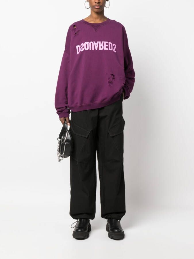 DSQUARED2 Hoodie met logoprint Paars