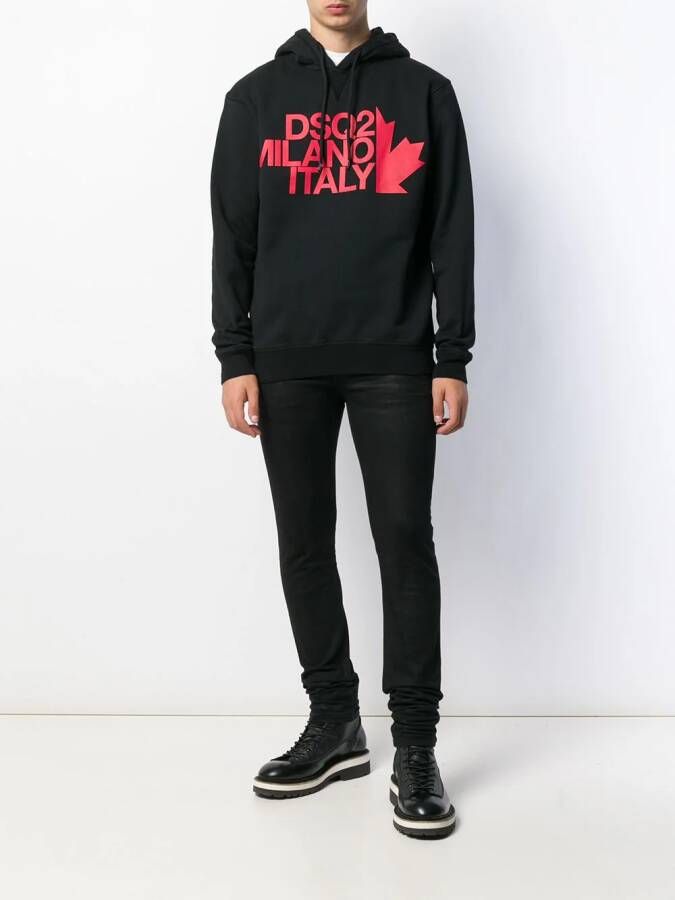 DSQUARED2 Hoodie met logoprint Zwart