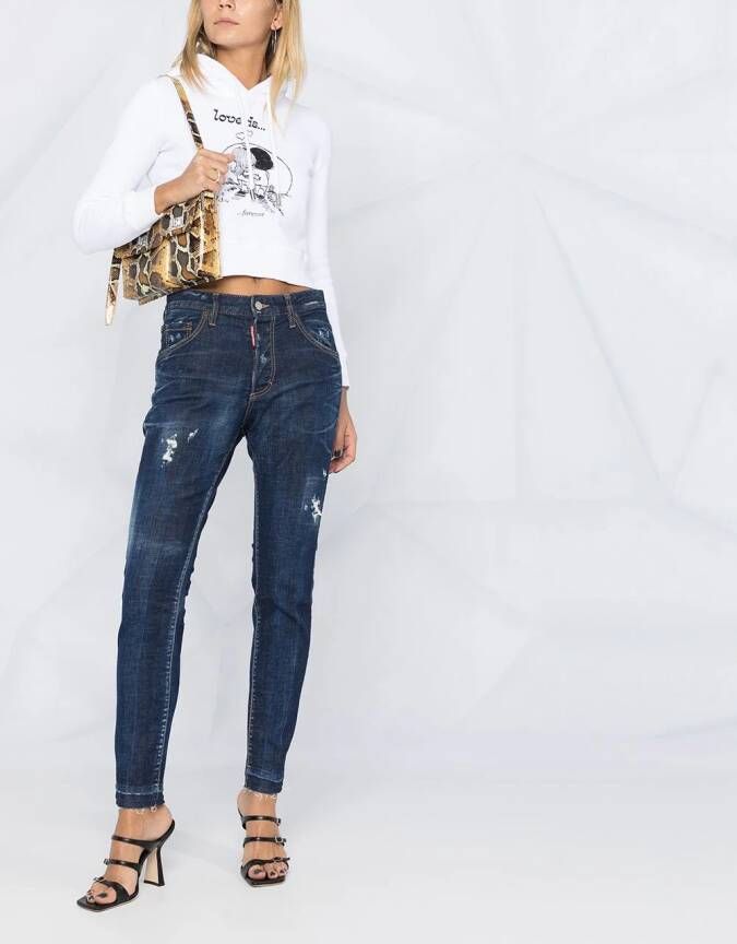 DSQUARED2 Hoodie met tekst Wit