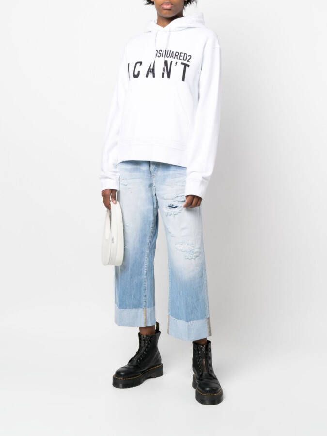 DSQUARED2 Hoodie met tekst Wit