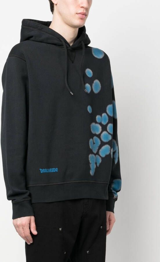 DSQUARED2 Hoodie met tie-dye print Zwart