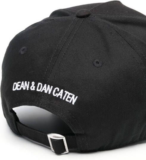 Dsquared2 Icon-embroidered cotton baseball cap Zwart