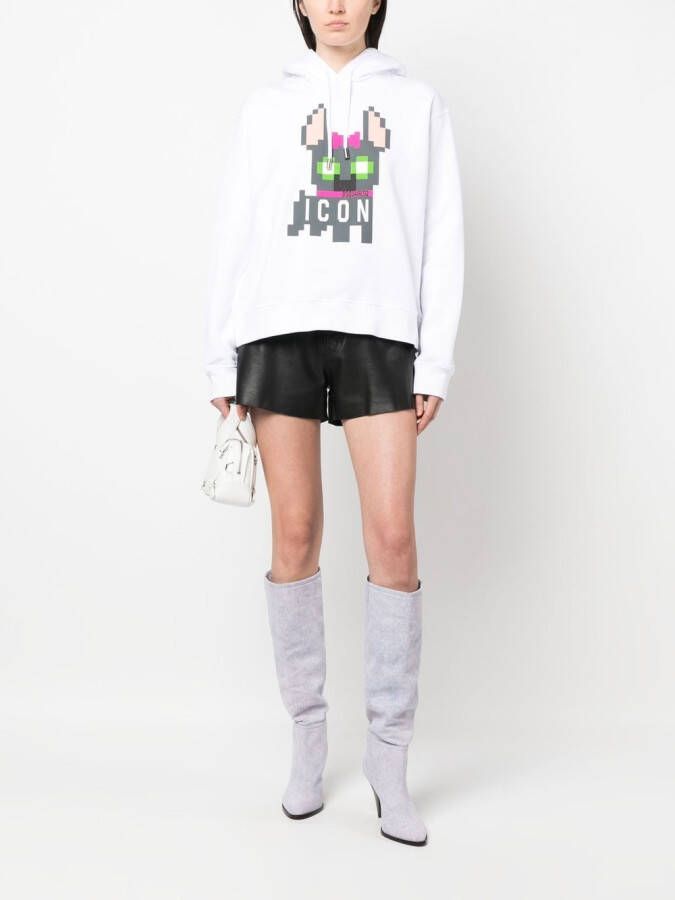 DSQUARED2 Icon pixelated-print hoodie Wit