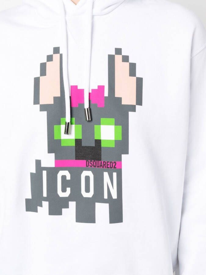 DSQUARED2 Icon pixelated-print hoodie Wit