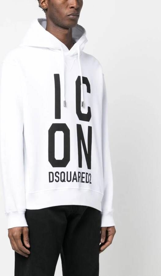 Dsquared2 Icon-print cotton hoodie Wit