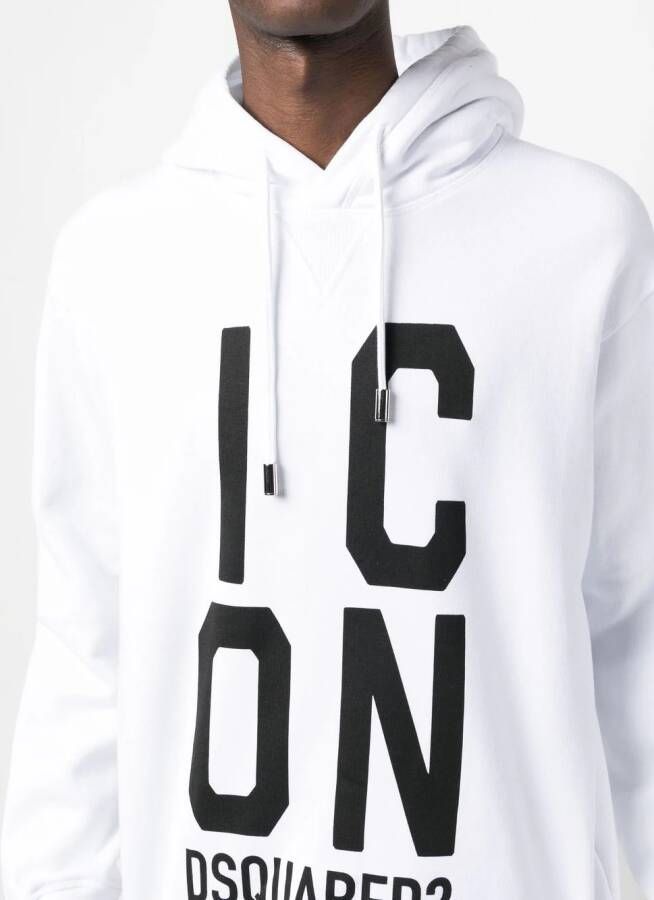 Dsquared2 Icon-print cotton hoodie Wit